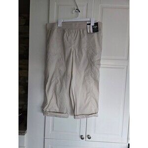 Khakis & Company Convertible Roll Up Cargo Capri Pants (Sand)  Womens 16 - NEW
